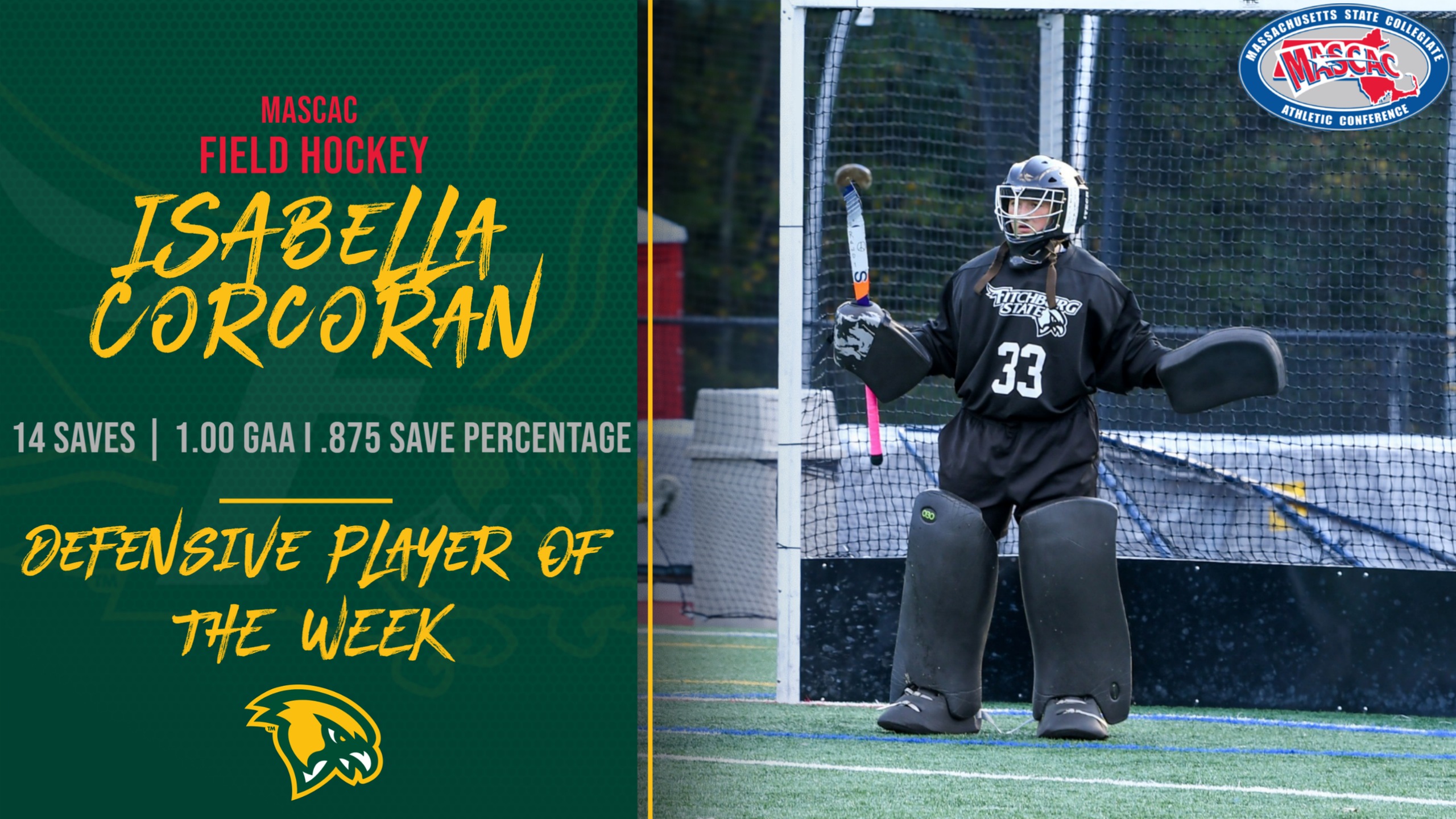 Corcoran Named MASCAC Defensive Player Of The Week