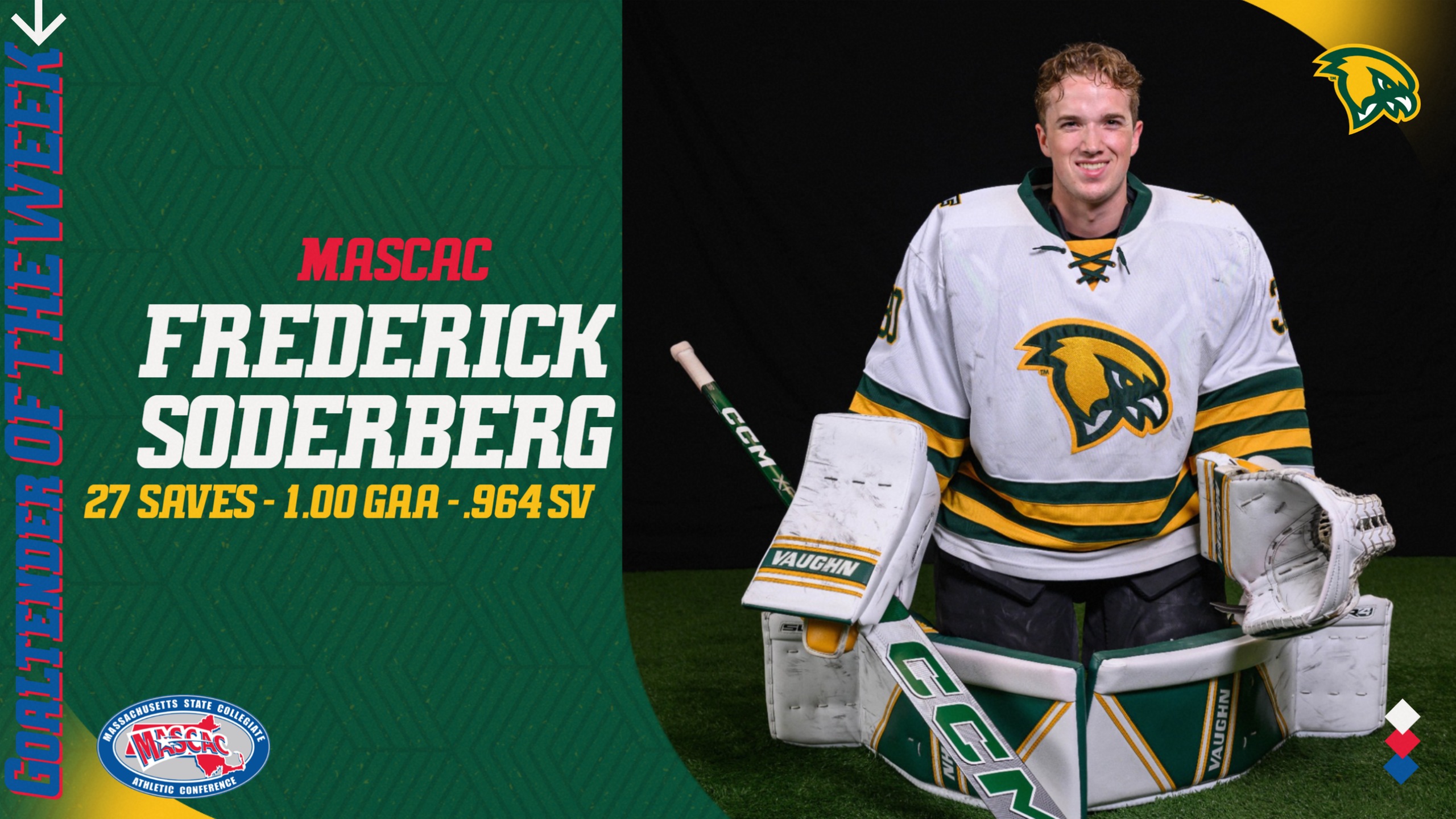 Soderberg Selected MASCAC Goaltender Of The Week