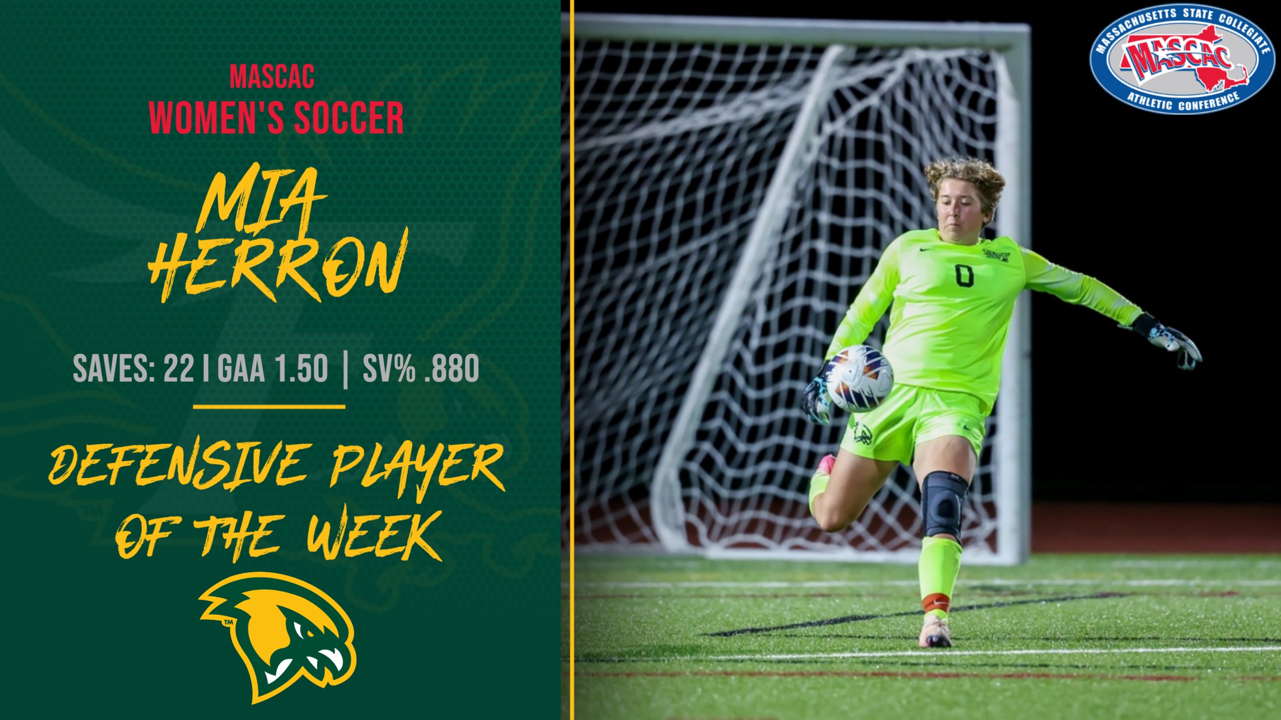 Herron Earns MASCAC Defensive Player of the Week